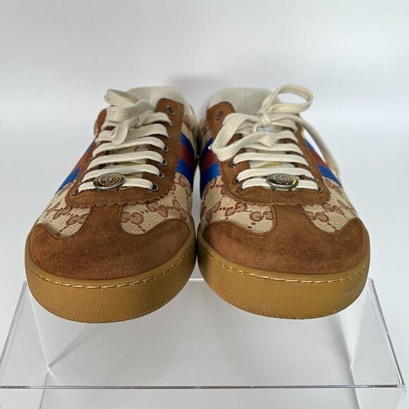 Gucci Original GG Supreme Shoes Mens Size 12 Brown Blue Bee Stripe 521682 KY940G - Picture 10 of 15
